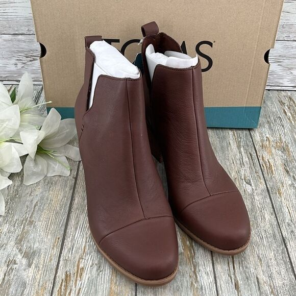 Toms Dressy Leather Everly Cutout Ankle Boot Bootie Shoes Size 11 - Picture 2 of 13